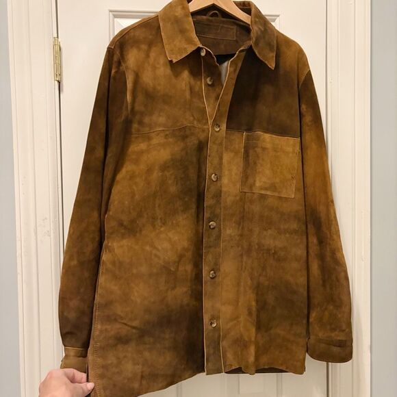 Jhanes Barnes Soft Leather Shirt Jacket Size 44 Brown Western Cowboy - Picture 2 of 7